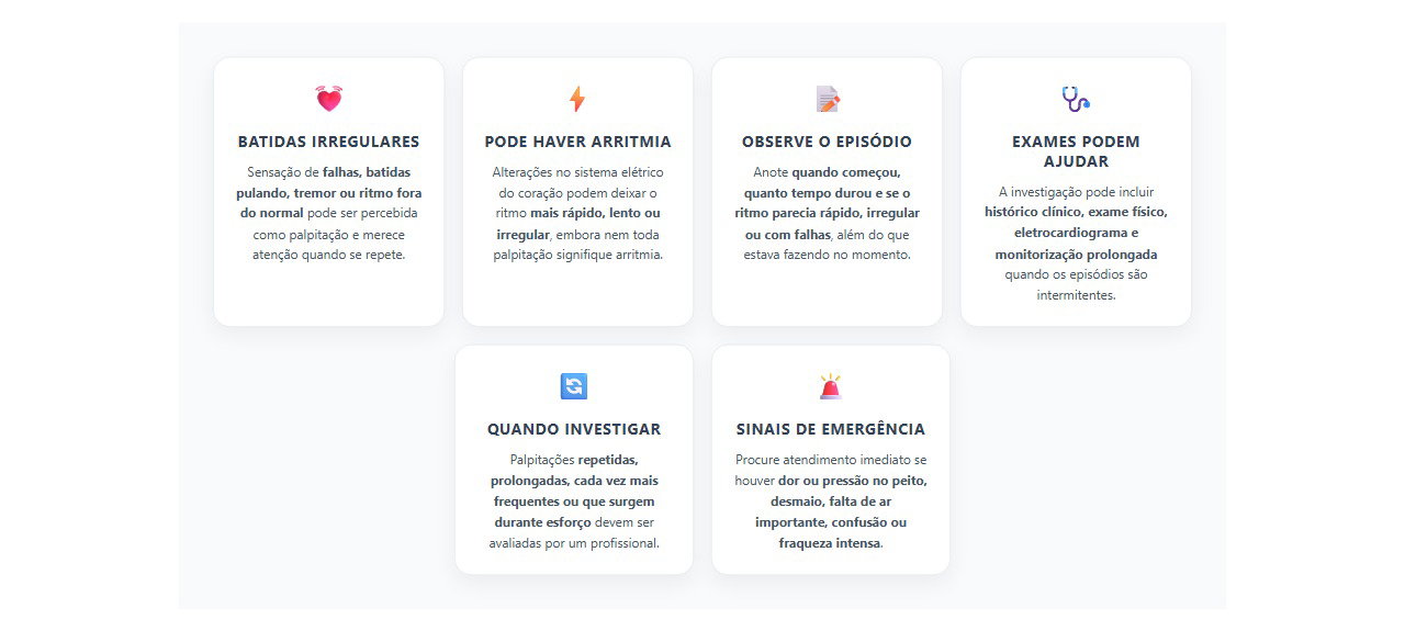 Coração pulando batidas ou irregular: sinais de palpitação que merecem avaliação