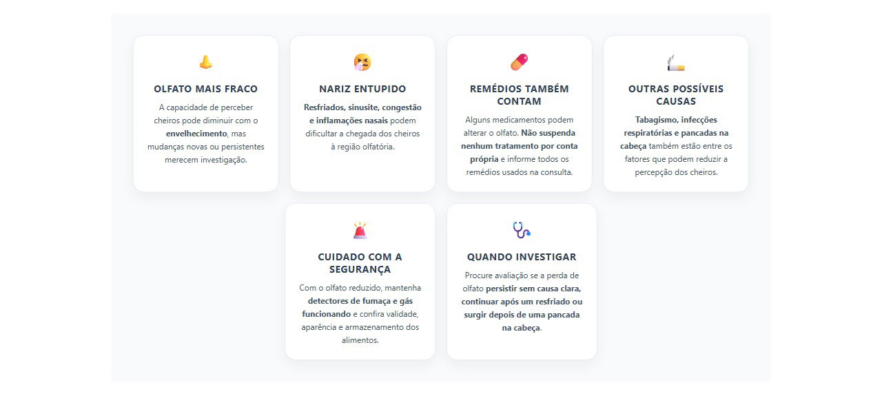 Perda de olfato: idade, nariz entupido e remédios podem enfraquecer os cheiros