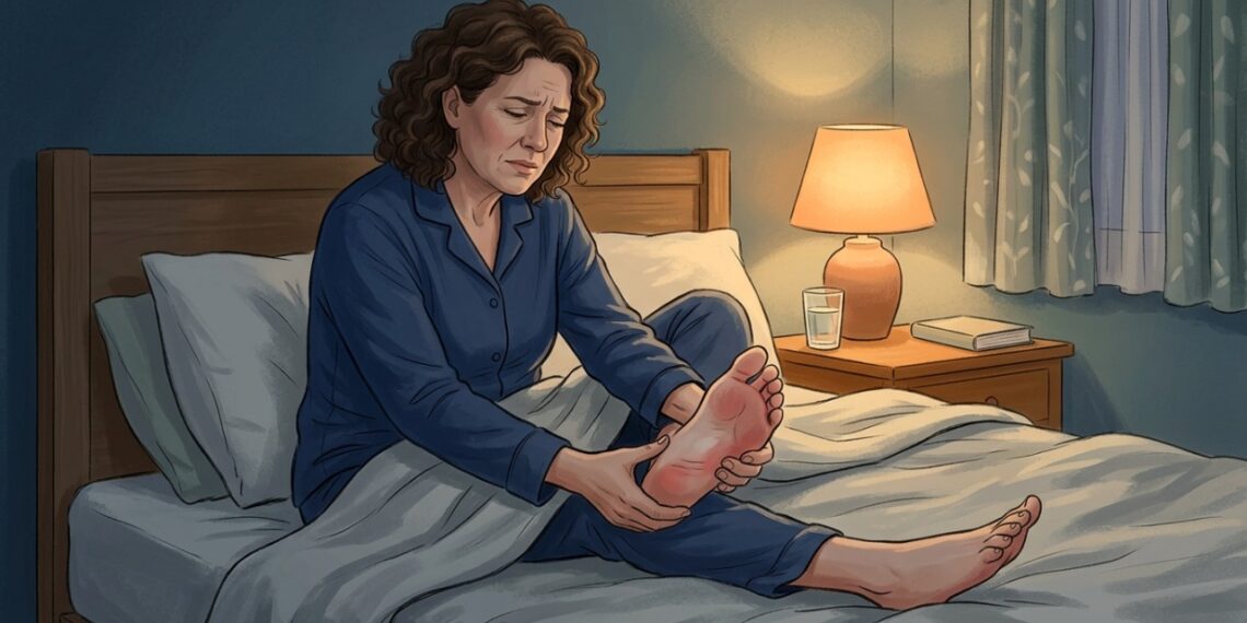 Queimação nos pés à noite pode estar relacionada à irritação ou lesão dos nervos periféricos.
