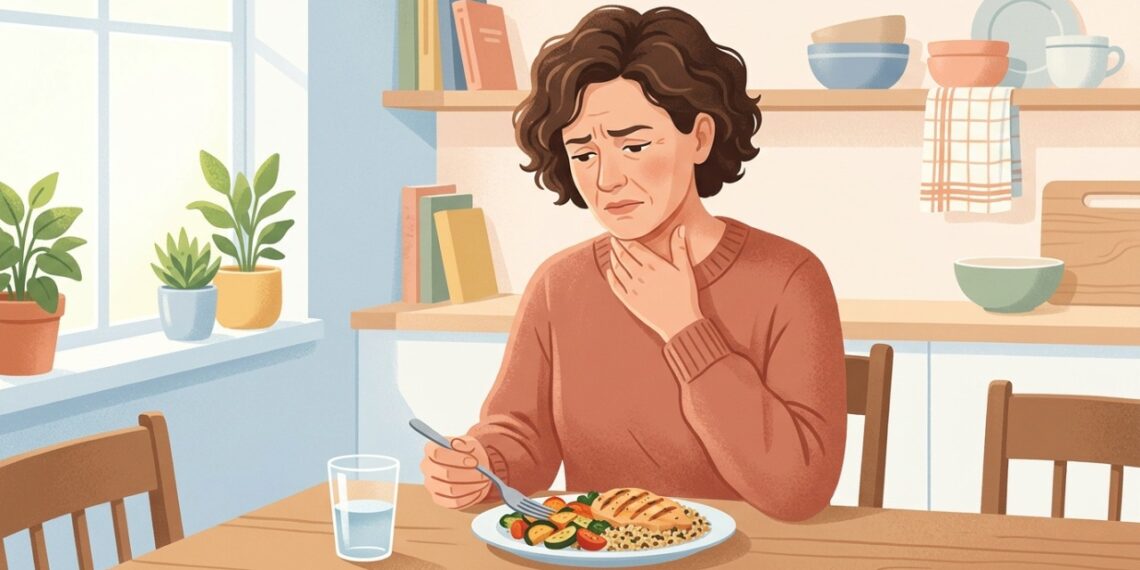 Sensação frequente de comida entalada pode indicar dificuldade para engolir e merece avaliação.