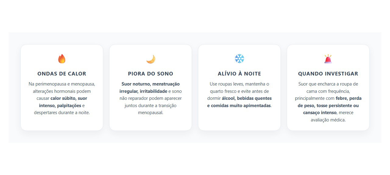 Suor Noturno na Menopausa: Quando é Esperado e Quando Investigar