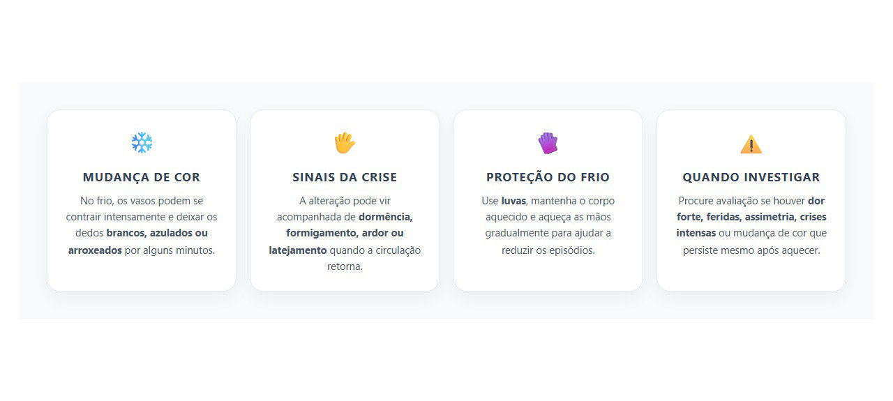 Dedos Brancos no Frio: Sinais do Fenômeno de Raynaud e Quando Investigar