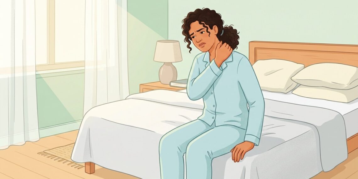 A posição ao dormir pode favorecer rigidez e dor no pescoço ao acordar.