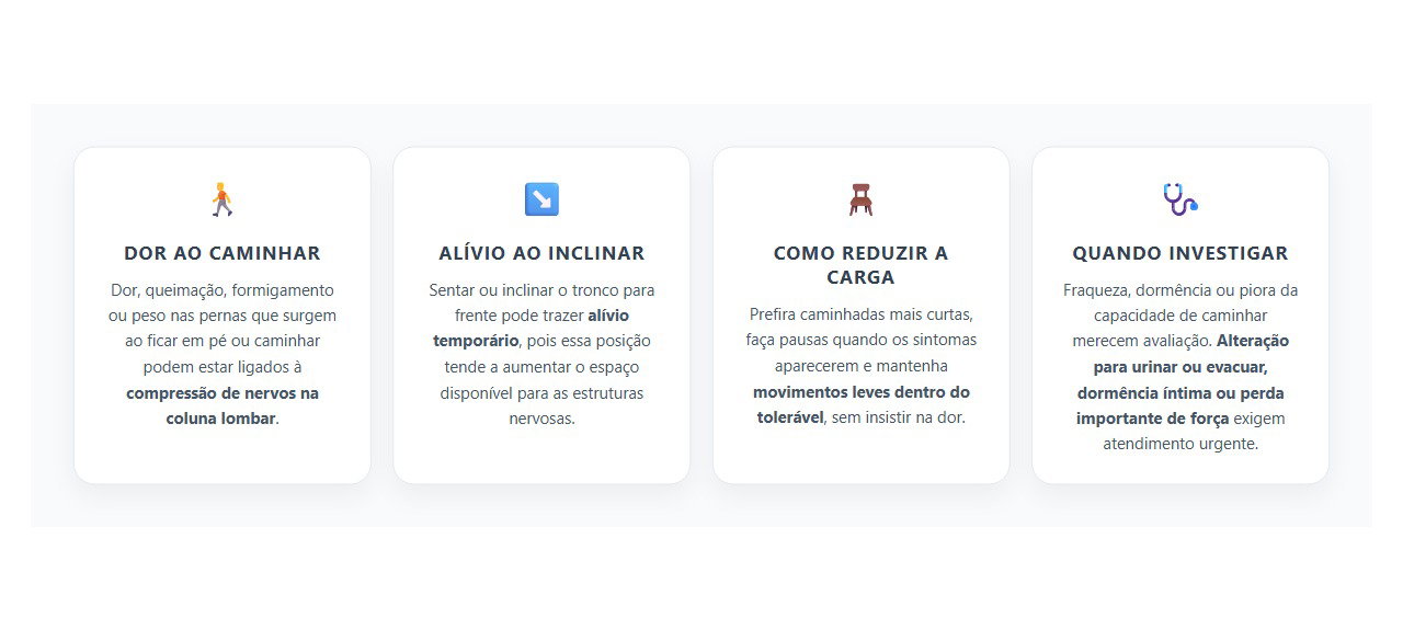 Dor nas Pernas ao Caminhar: Quando o Alívio ao se Inclinar Pode Apontar para a Coluna