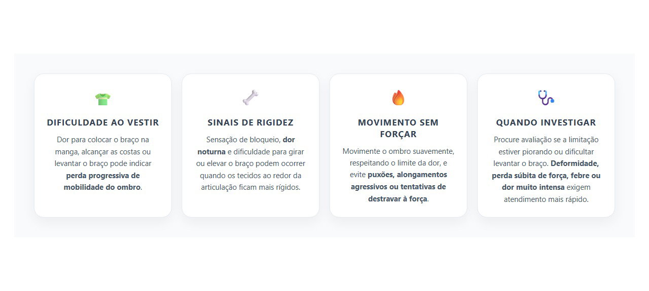 Ombro Travado ao Vestir Roupa: Sinais de Rigidez e Quando Procurar Avaliação