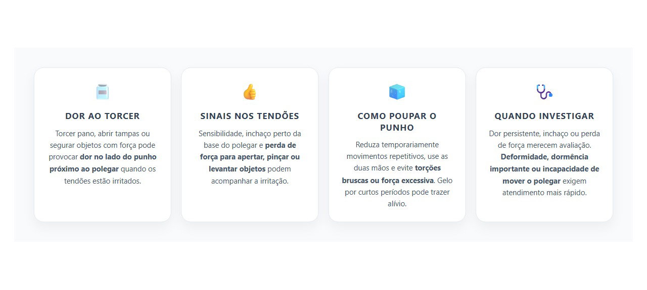 Dor no Punho ao Torcer ou Abrir Tampas: Sinais de Irritação nos Tendões do Polegar