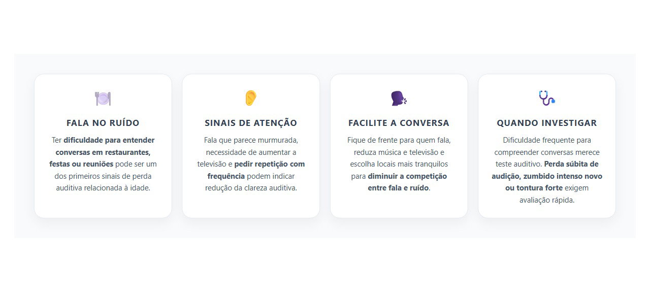 Dificuldade para Entender Conversas no Ruído: Sinais de Perda Auditiva com a Idade