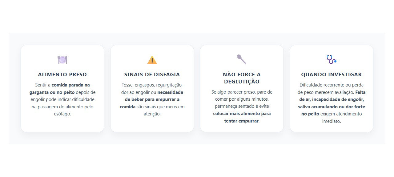 Comida Presa no Peito ao Engolir: Sinais de Disfagia e Quando Investigar