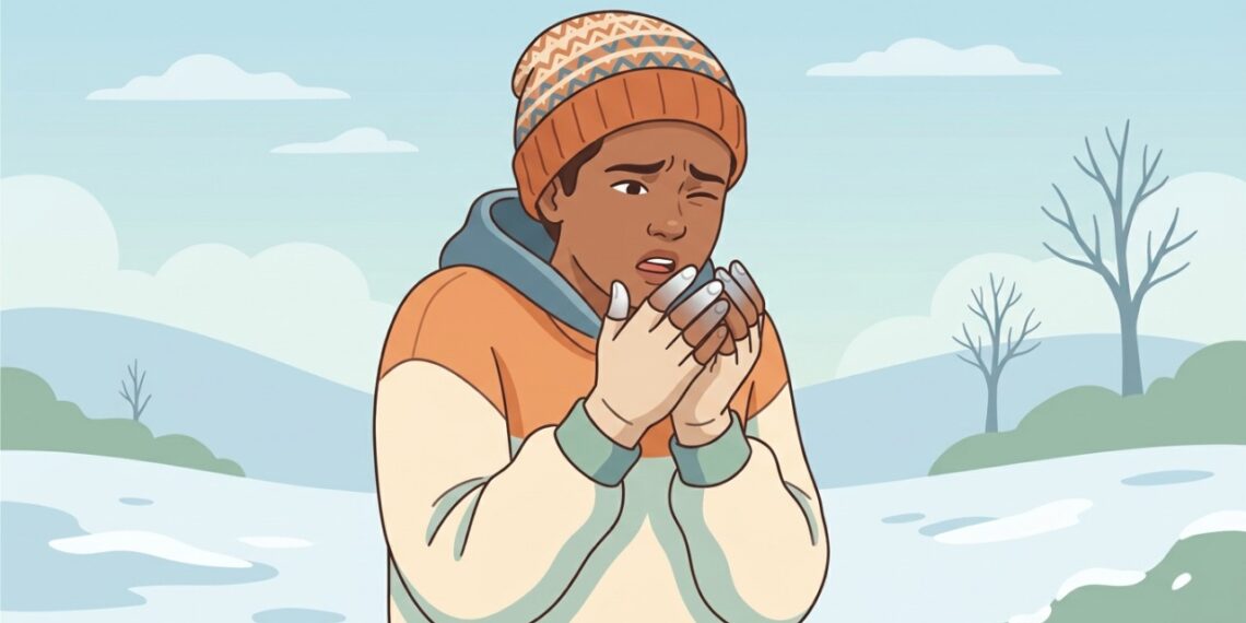 Dedos que ficam brancos ou azulados no frio podem apresentar uma reação típica do fenômeno de Raynaud.
