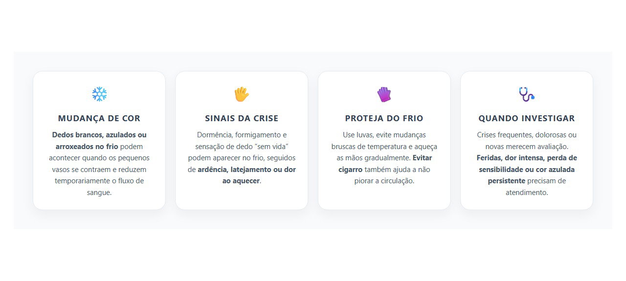Dedos Brancos ou Azulados no Frio: Sinais do Fenômeno de Raynaud e Quando Investigar