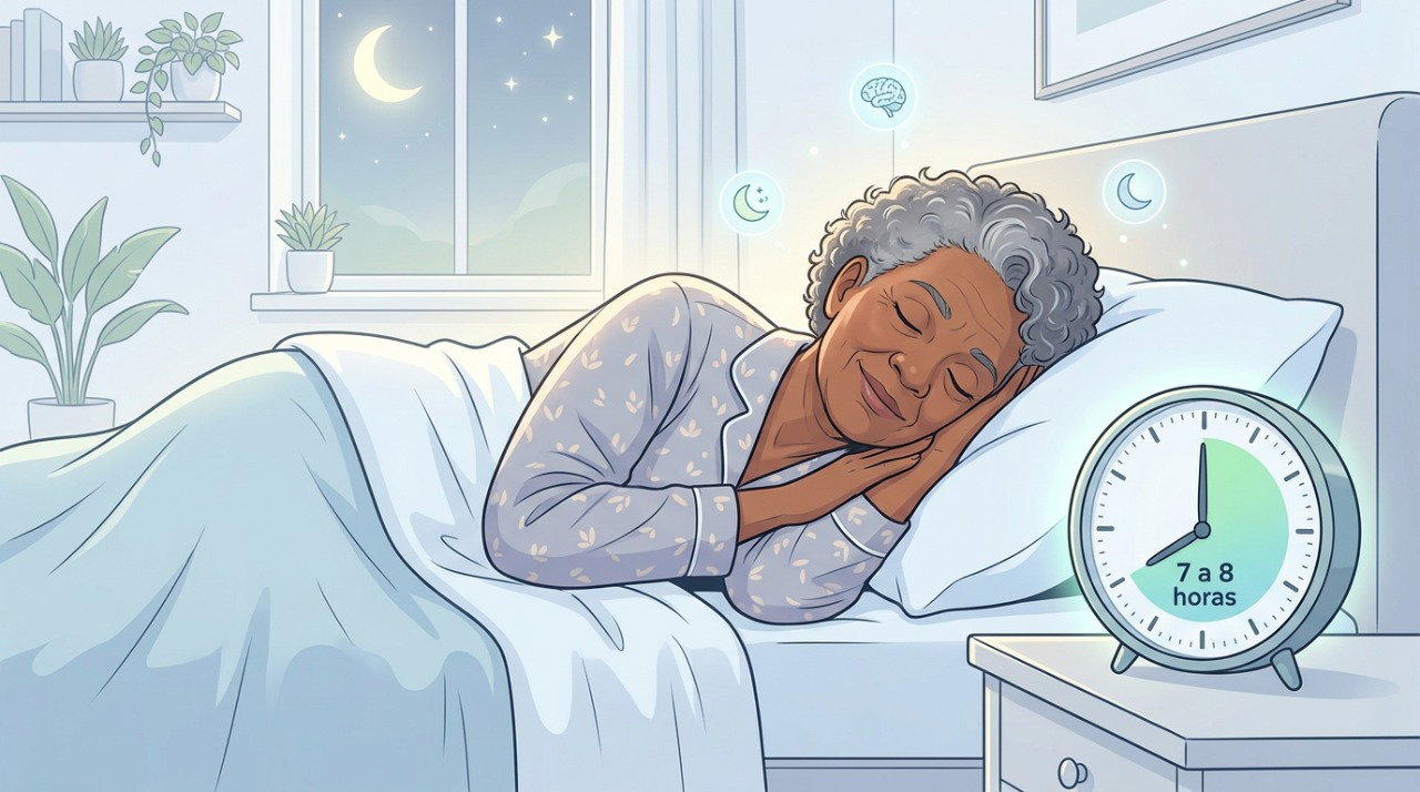 A referência geral para pessoas com 65 anos ou mais é de 7 a 8 horas de sono por dia.