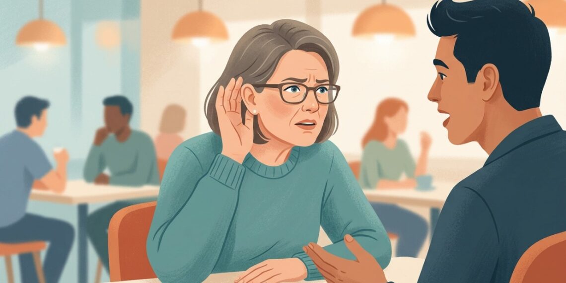 Dificuldade para entender conversas em ambientes barulhentos pode ser um sinal de perda auditiva.