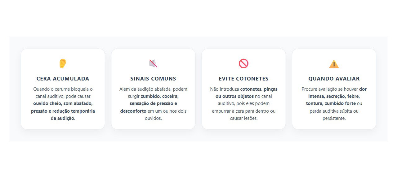 Ouvido Tampado e Som Abafado: Sinais de Excesso de Cera