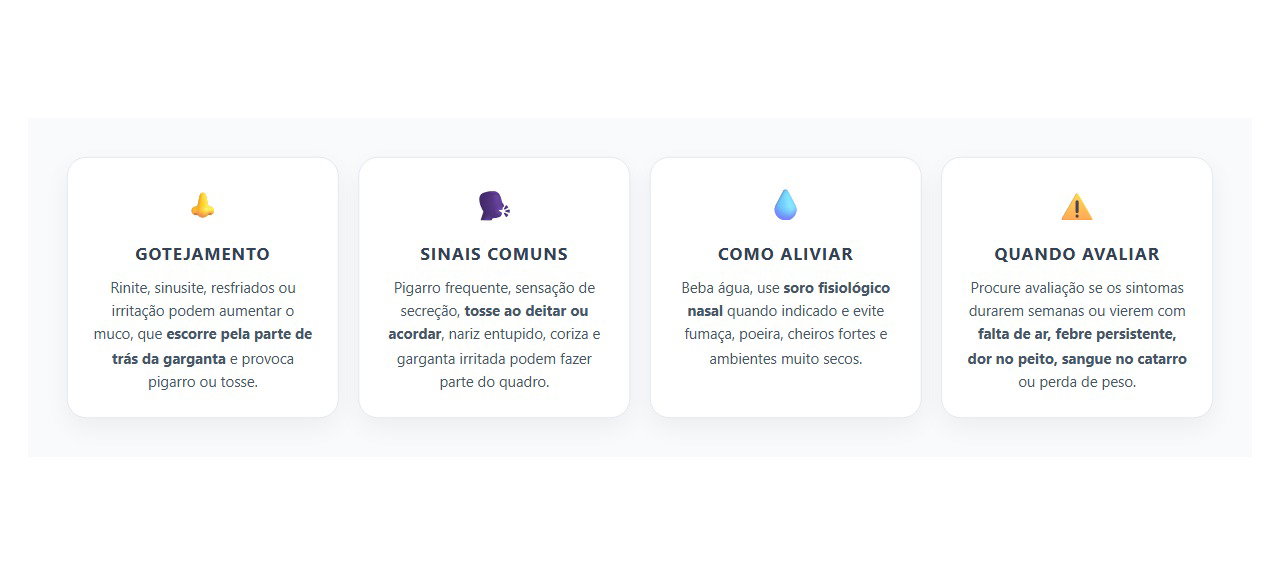 Pigarro e Catarro na Garganta: Quando a Secreção Pode Vir do Nariz