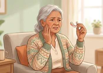 Dentadura mal ajustada pode causar dor, irritação e feridas na gengiva.