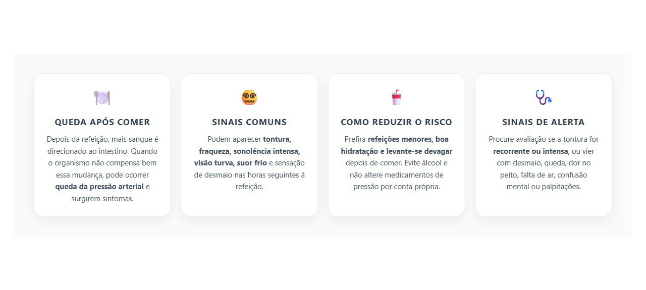Tontura e Fraqueza Depois de Comer: Sinais de Queda da Pressão Após a Refeição