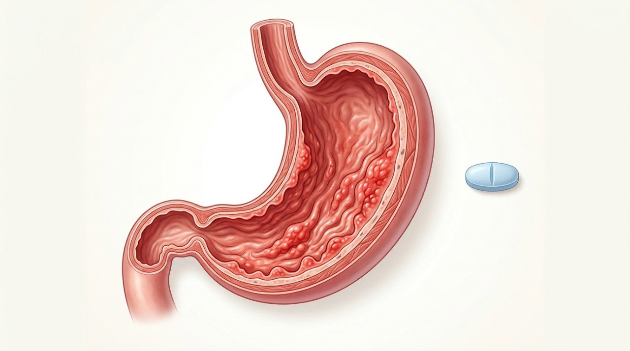 Anti-inflamatórios podem irritar a mucosa do estômago e aumentar o risco de lesões e úlceras.