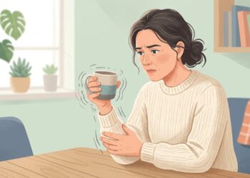 Tremor na mão pode ficar mais perceptível ao segurar uma xícara ou realizar tarefas do dia a dia.