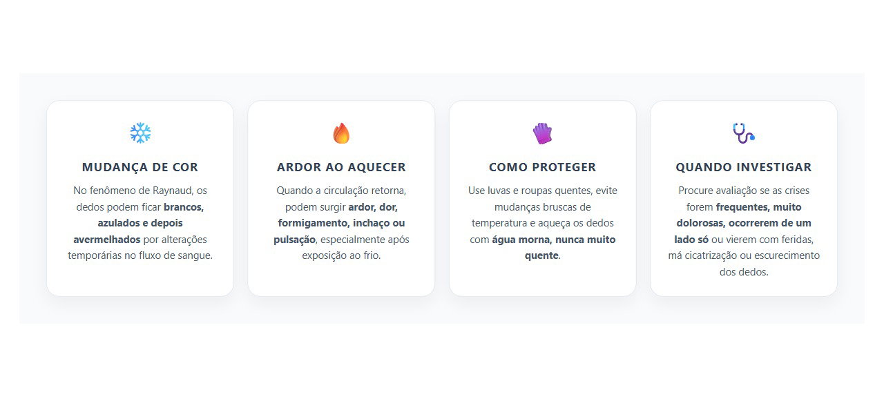 Dedos Brancos ou Azulados no Frio: Sinais de Raynaud e Quando Investigar