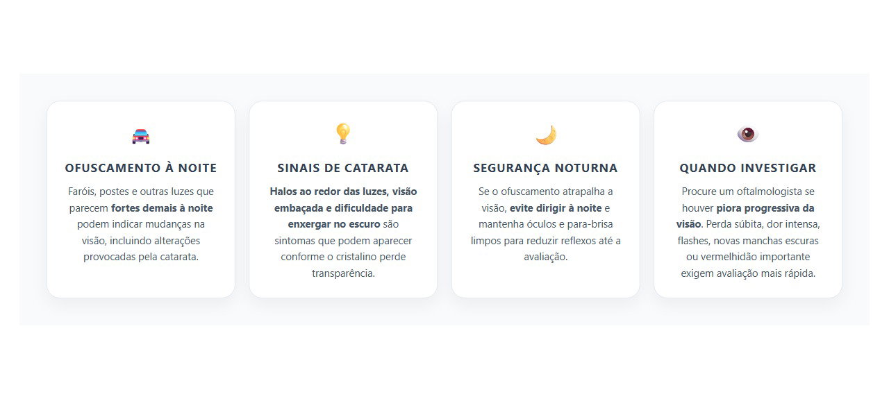 Faróis Fortes Demais à Noite: Sinais de Catarata que Merecem Atenção