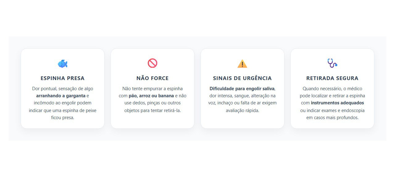 Espinha de Peixe na Garganta: O Que Não Fazer e Quando Procurar Urgência