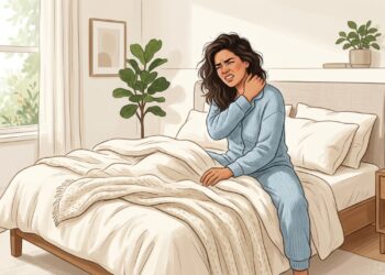 A posição durante o sono pode favorecer dor e rigidez no pescoço ao acordar.