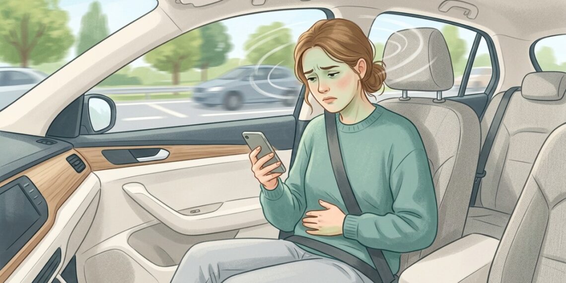 Olhar o celular durante a viagem pode piorar o enjoo causado pelo movimento.