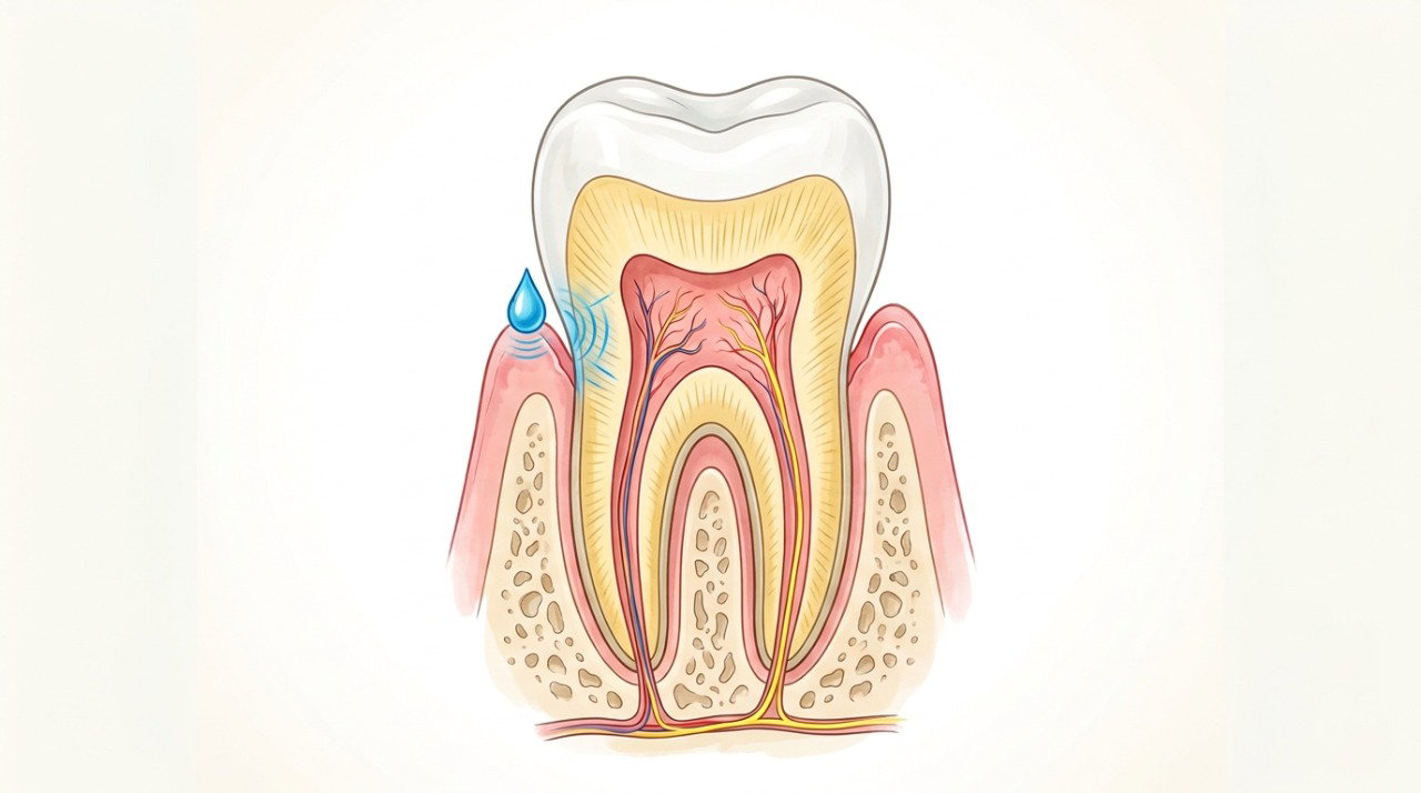 A retração da gengiva pode expor a raiz e aumentar a sensibilidade do dente ao frio.