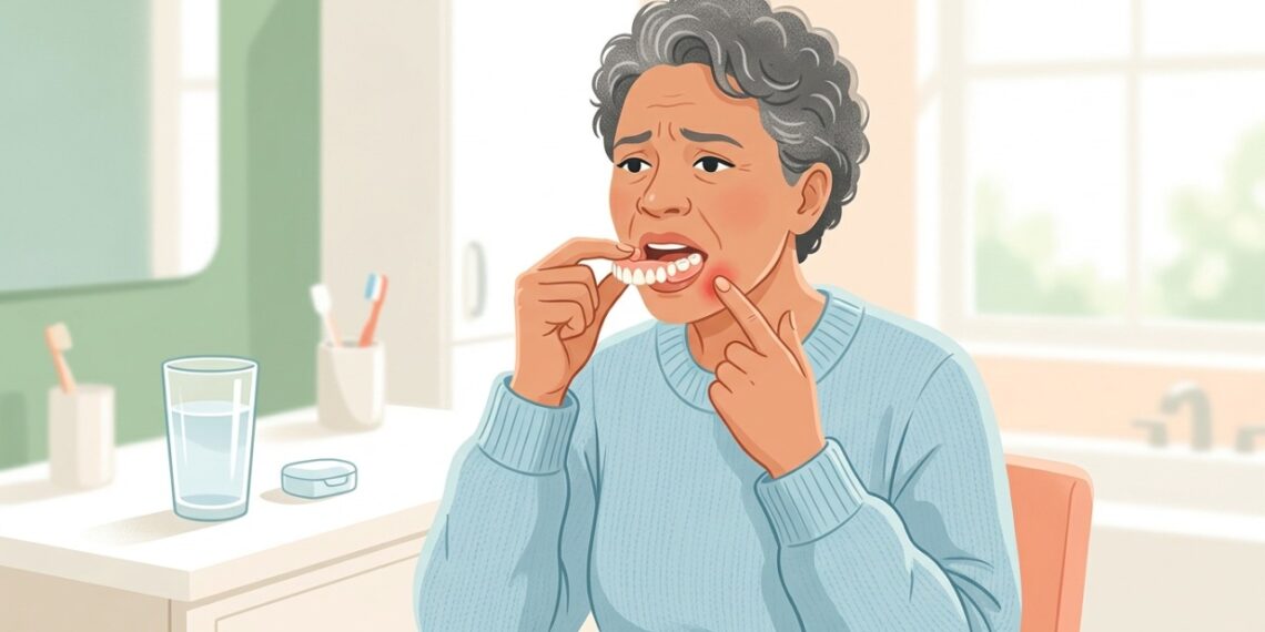 Prótese dentária mal ajustada pode pressionar a gengiva e provocar dor ou feridas.