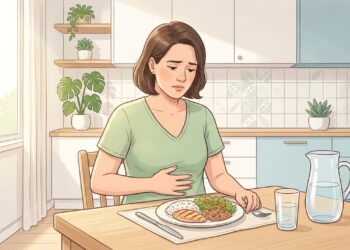 Sentir o estômago cheio após comer pouco pode caracterizar saciedade precoce.