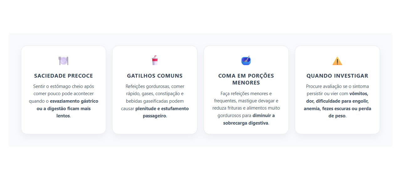 Estômago Cheio Mesmo Comendo Pouco: Quando a Saciedade Precoce Merece Atenção