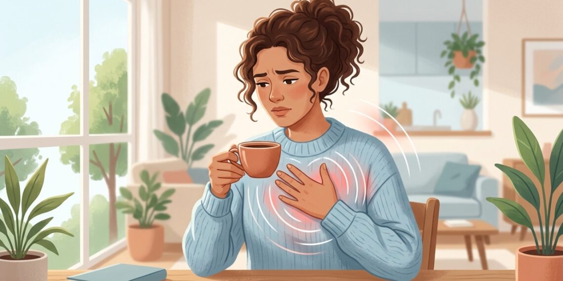 A cafeína pode deixar os batimentos mais perceptíveis em pessoas sensíveis.