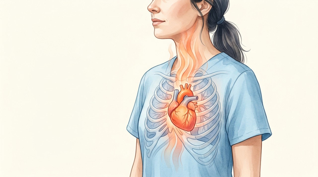 Palpitações podem aparecer junto às ondas de calor durante a transição da menopausa.