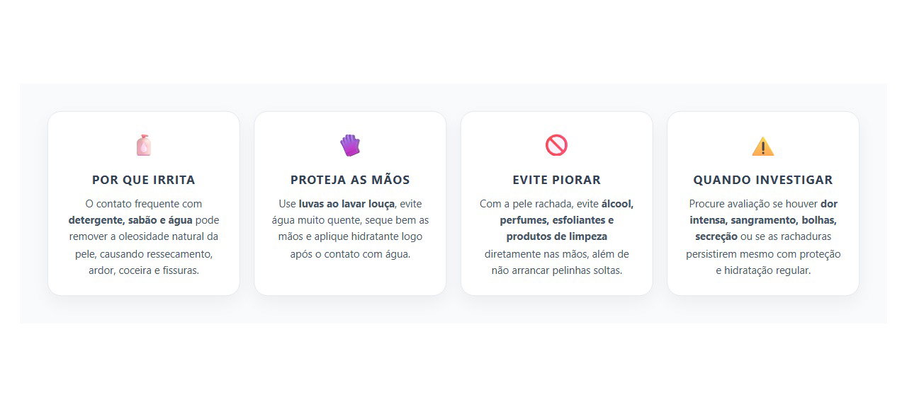 Mãos Rachadas Após Lavar Louça: Como o Detergente Irrita a Pele