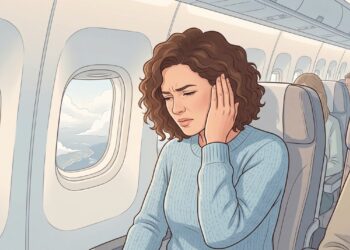 A mudança de pressão durante a descida do avião pode causar ouvido tampado, estalos e desconforto.