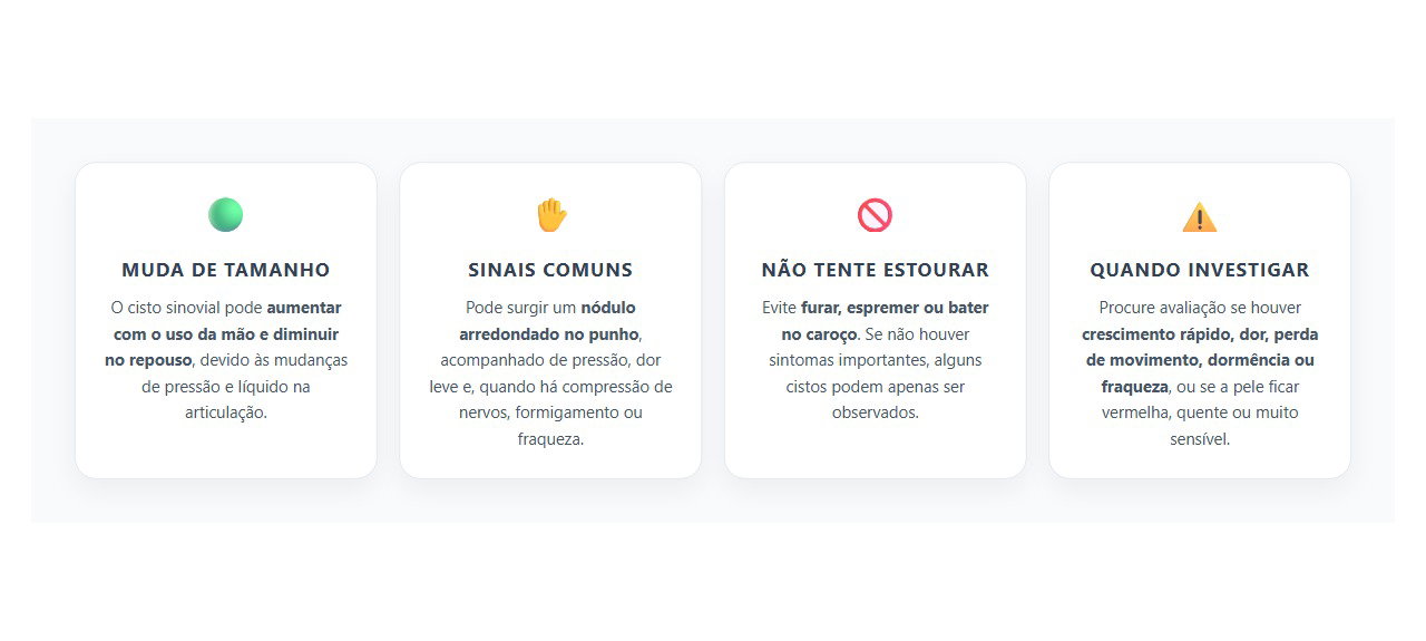 Caroço no Punho: Sinais de Cisto Sinovial e Quando Investigar