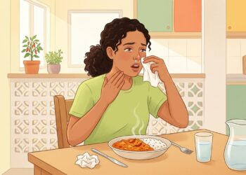 Nariz escorrendo ao comer alimentos quentes ou apimentados pode estar ligado à rinite gustativa.
