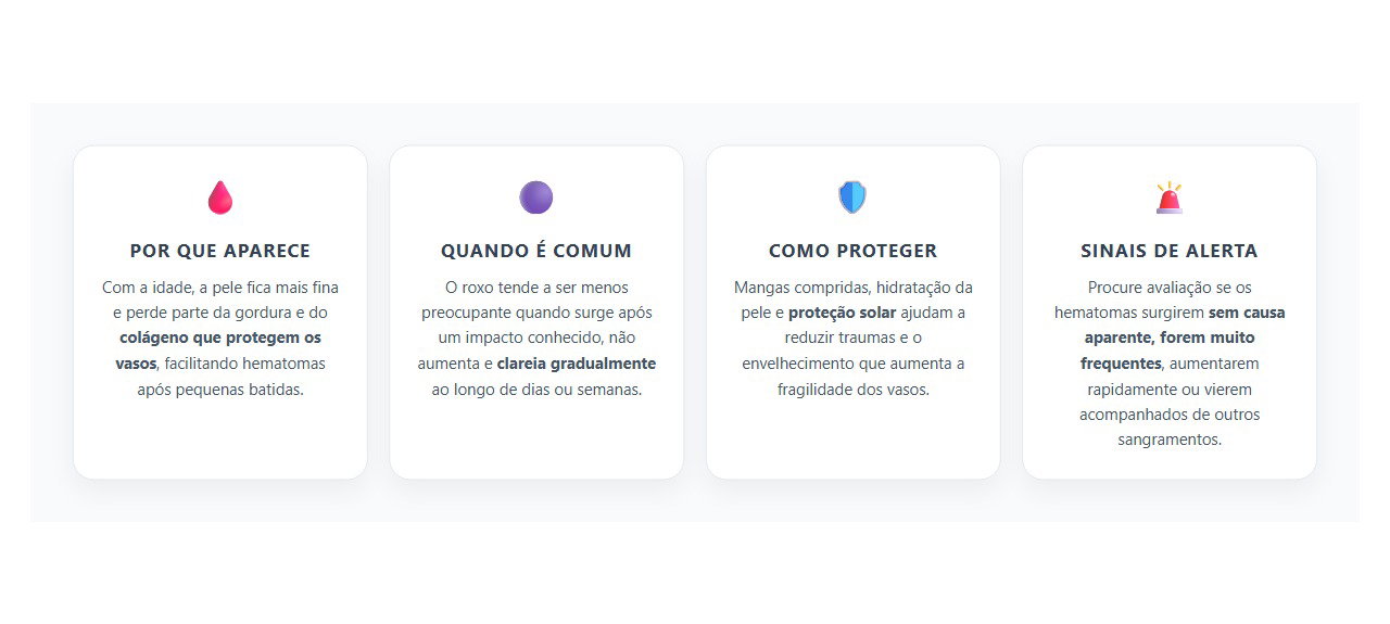 Roxos nos Braços com Facilidade: Como o Envelhecimento Deixa a Pele Mais Frágil