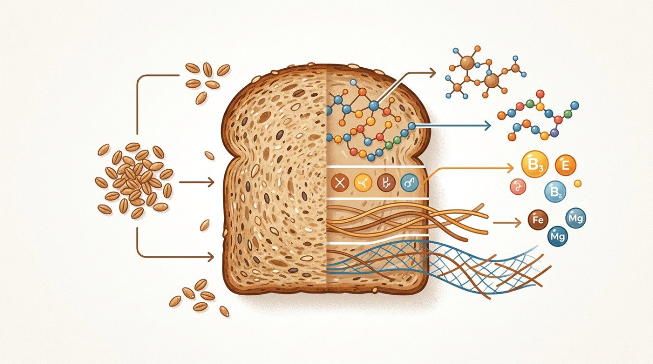 Pães integrais preservam componentes do grão que contribuem para uma alimentação mais rica em fibras.