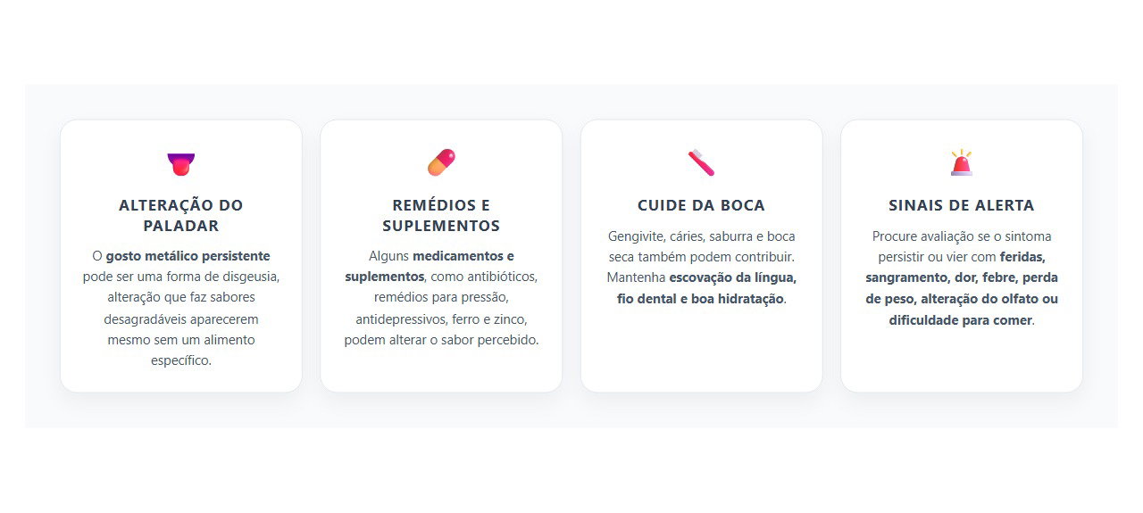 Gosto Metálico na Boca: 4 Causas e Sinais que Merecem Atenção