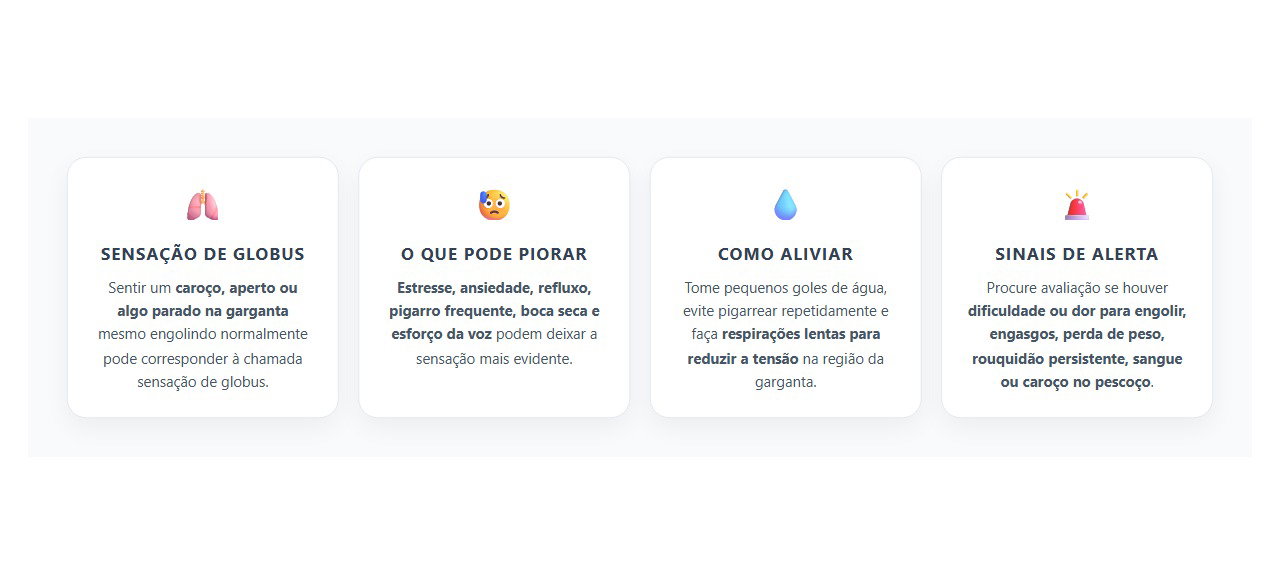 Bola na Garganta sem Dificuldade para Engolir: 4 Pontos para Observar
