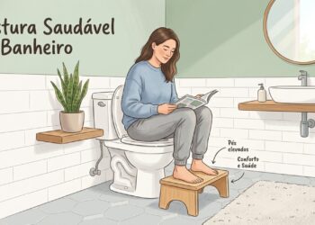 Elevar os pés em um banquinho pode melhorar a posição para evacuar e reduzir o esforço.