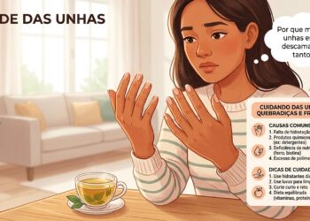 Contato frequente com água pode favorecer unhas descamando, frágeis e quebradiças.