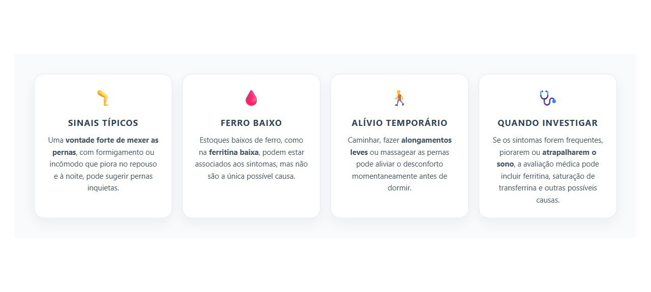Pernas Inquietas à Noite: Sinais de Ferro Baixo que Merecem Atenção