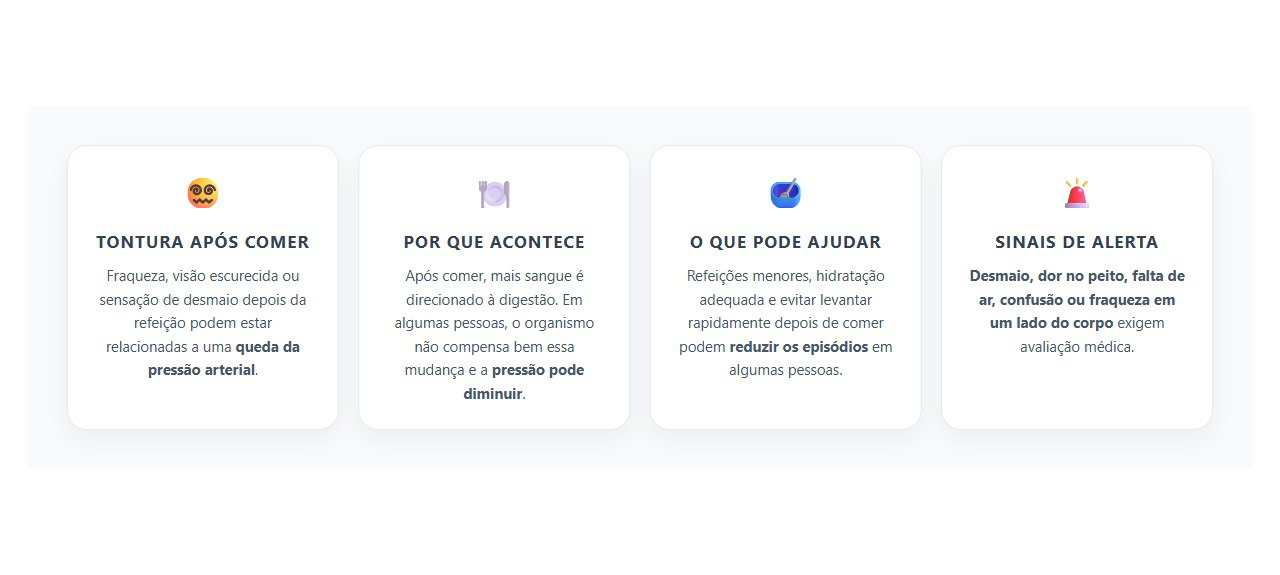 Tontura Depois de Comer: Pode Ser Queda da Pressão Após a Refeição