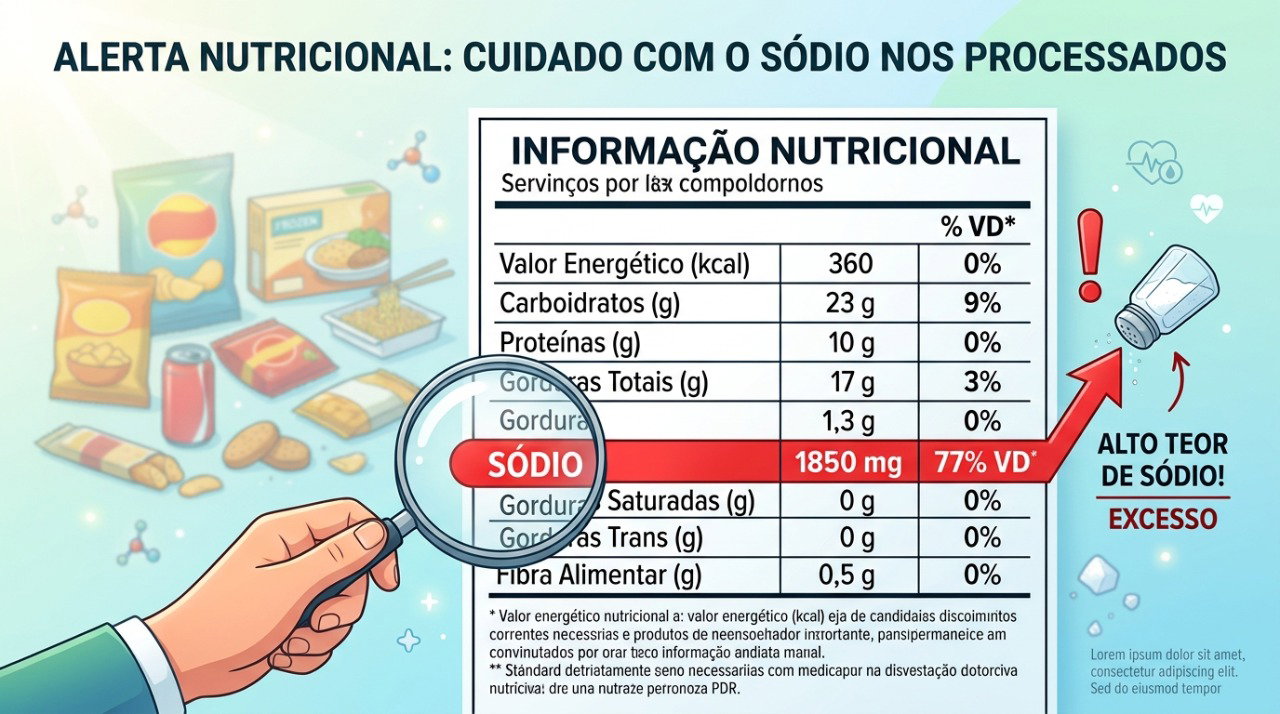 Comparar o sódio no rótulo ajuda a escolher alimentos com menor quantidade do mineral.