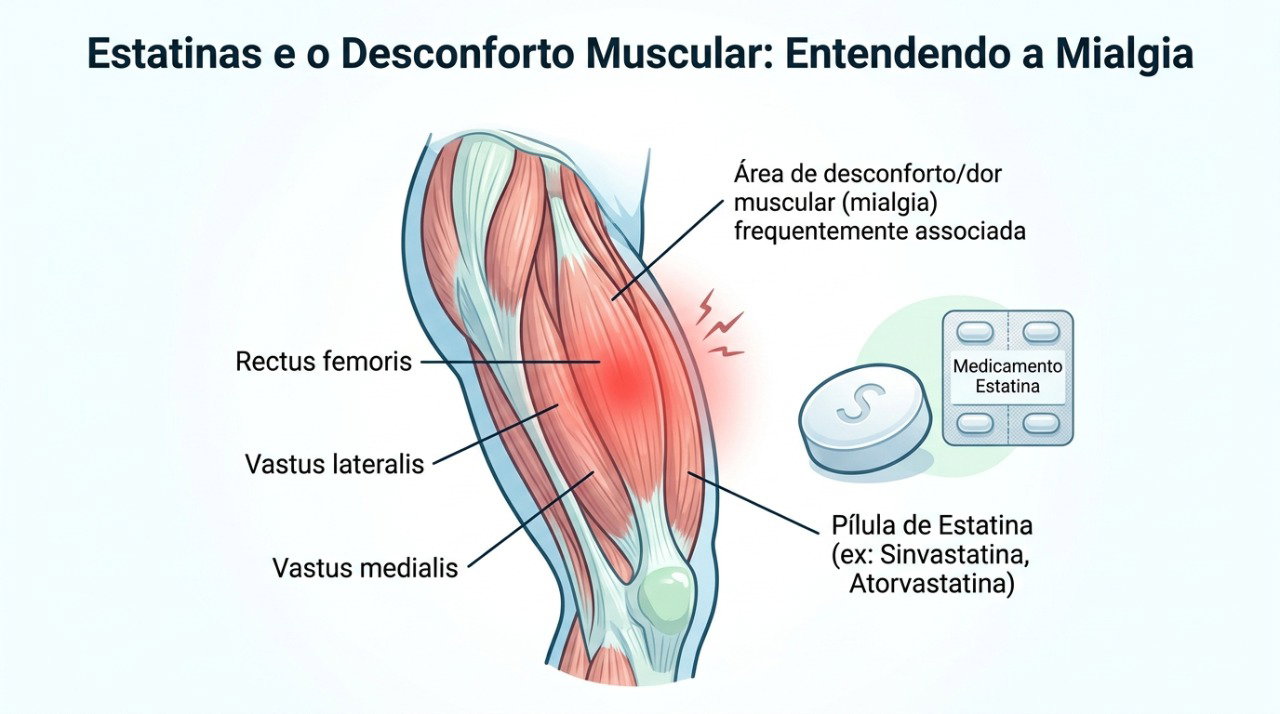 Dor, sensibilidade ou fraqueza muscular podem surgir durante o tratamento com estatinas.