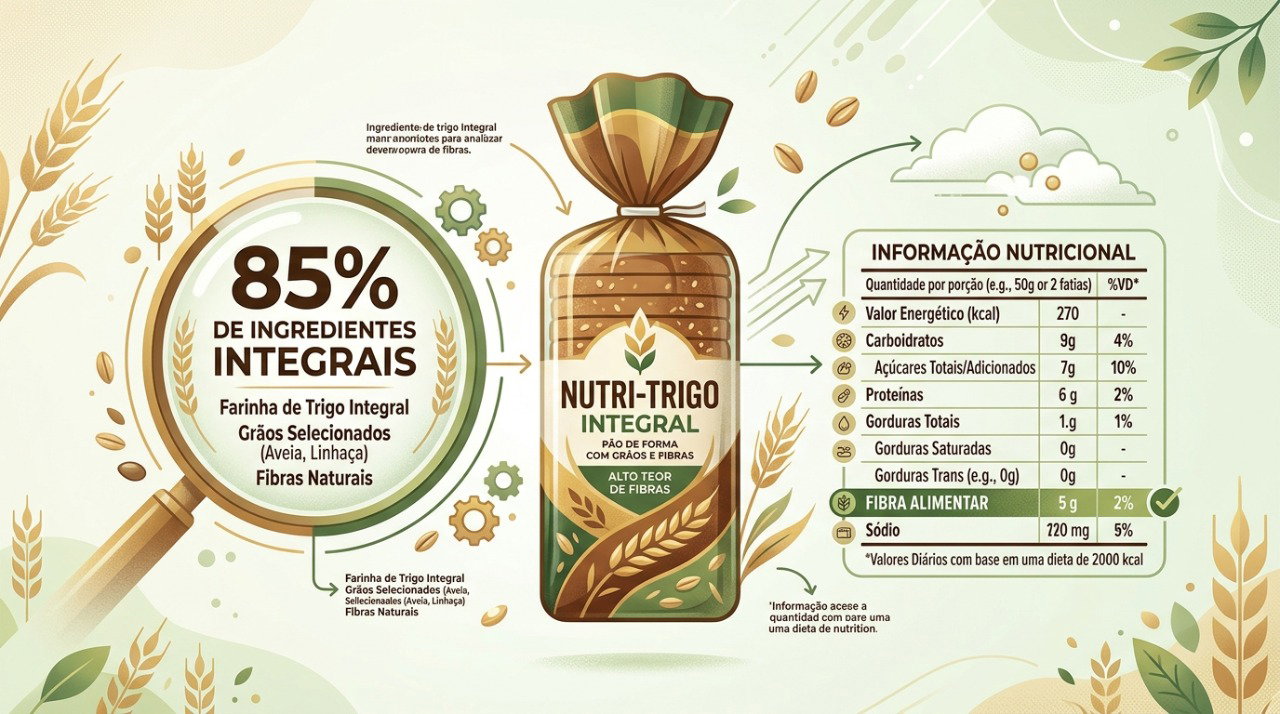 O percentual de ingredientes integrais no rótulo ajuda a comparar diferentes produtos.