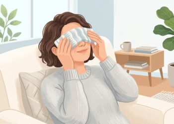 A compressa morna pode ajudar a aliviar o desconforto em alguns casos de olhos secos.