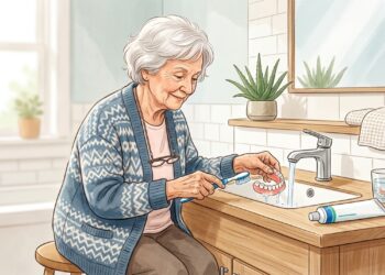 Pasta de dente comum pode ser abrasiva e desgastar a superfície da dentadura.